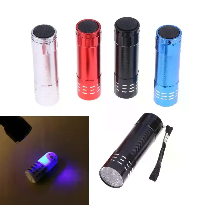 50LM 395nm Detection Lamp Mini UV Flashlight 9 LED UV Black Light Outdoor Portable Lighting Tool For Hiking