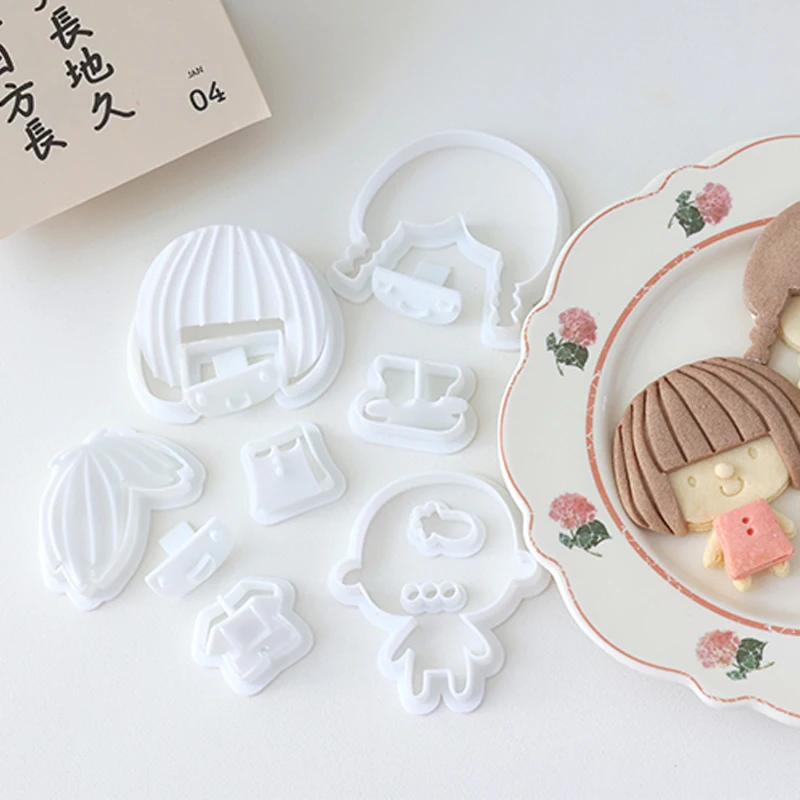 Baby Shower Cartoon Cookie Mold Birthday Cake Decorating Tools Cute Boy Girl Kids Frosting Biscuit Cutter Set Baking Cookie Mold