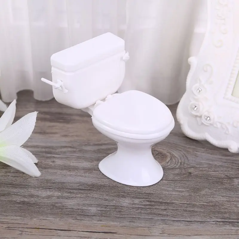 Dollhouse Miniature Furniture Vintage Bathroom Modeling White Toilet Baby Pretend