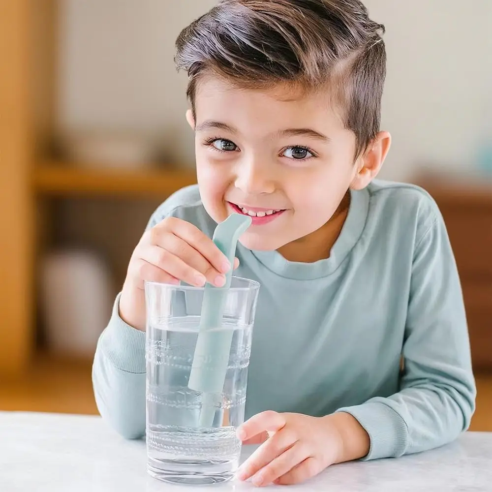 5 Pieces Practical L-Shaped Hiccup Straw Reusable Effective Kids Burp Stopping Straw Universal PP Drink Straw Adults