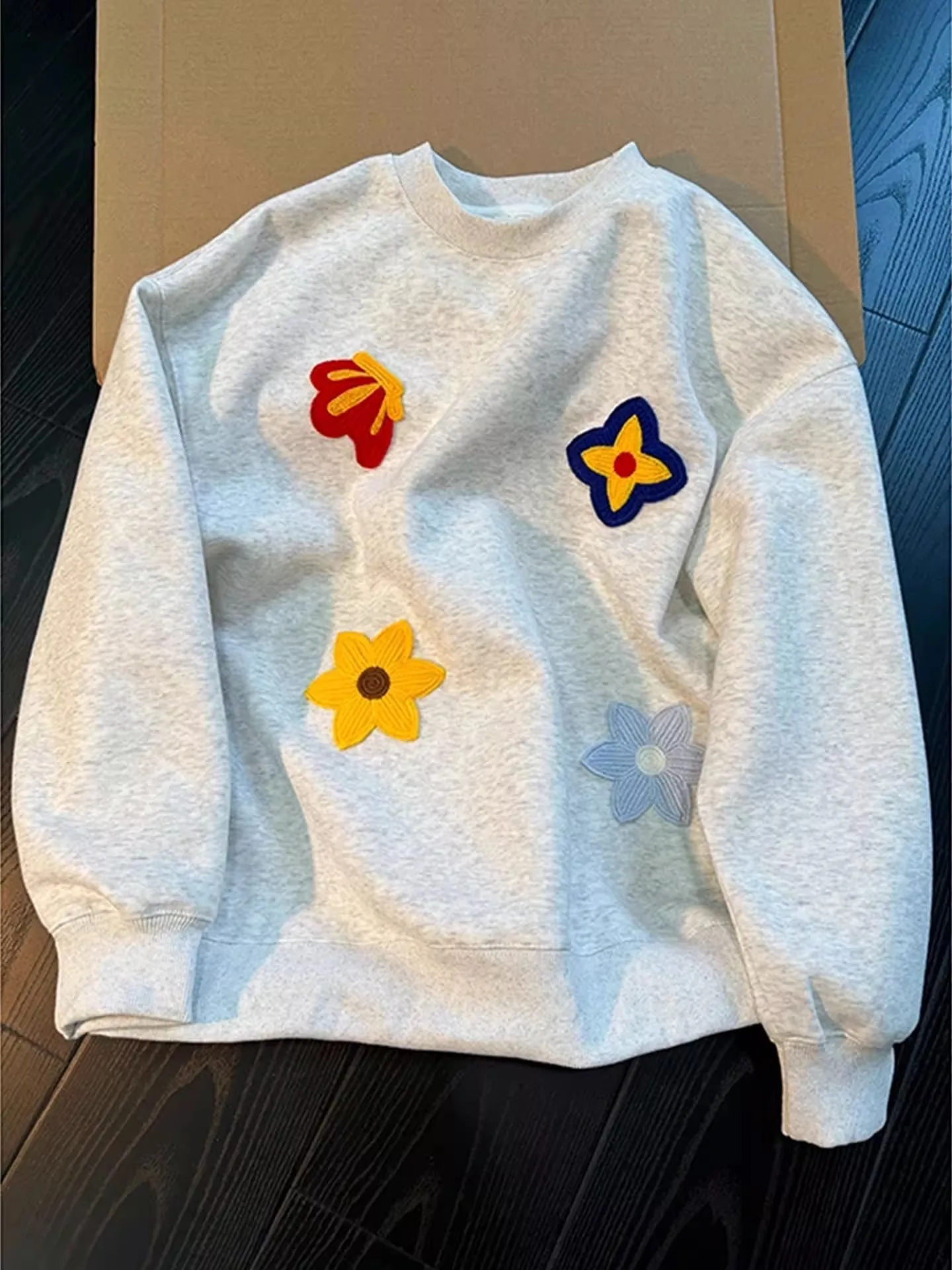 

Круглая толстовка Thiened Ne с цветочной вышивкой для мужчин и женщин, осенне-зимняя толстовка с капюшоном на подкладке Fce, пара джетов