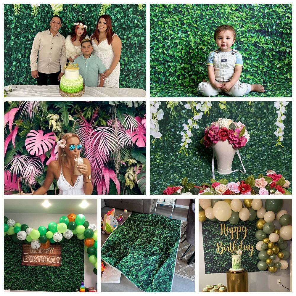 정글 사파리 아기 생일 배경 녹색 잎 잔디 베이비 샤워 파티 여름 열대 야생 사진 배경, 1 장