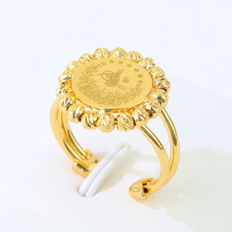 Türkische Goldmünzen Ring 21 Karat vergoldet Dubai Braut Hochzeit Paare Ringe Arabisch Islamische Frauen Ramadan Party Schmuck – Detail 30