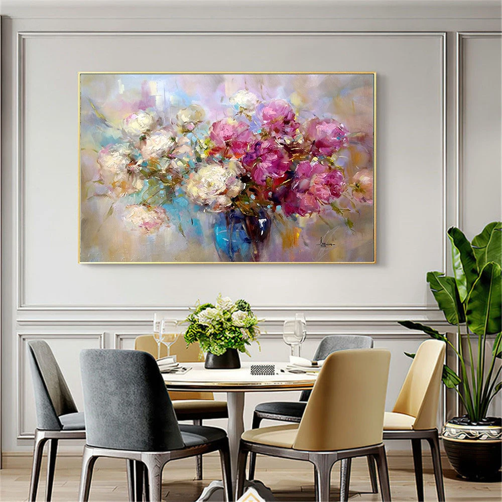 

Hand Painted Abstract Textured Flower Wall Art Painting for Home Decoration Large Size Color Flower Painting on Canvas Artwork