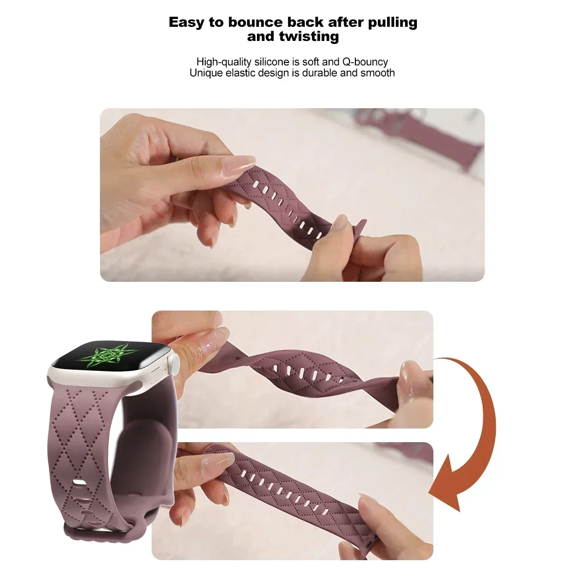 Engraved Silicone strap For Apple Watch Band 42mm 44mm 45mm 41mm 49mm 40mm bracelet correa iwatch Series 8 9 SE 7 6 5 4 3 Ultra image 4