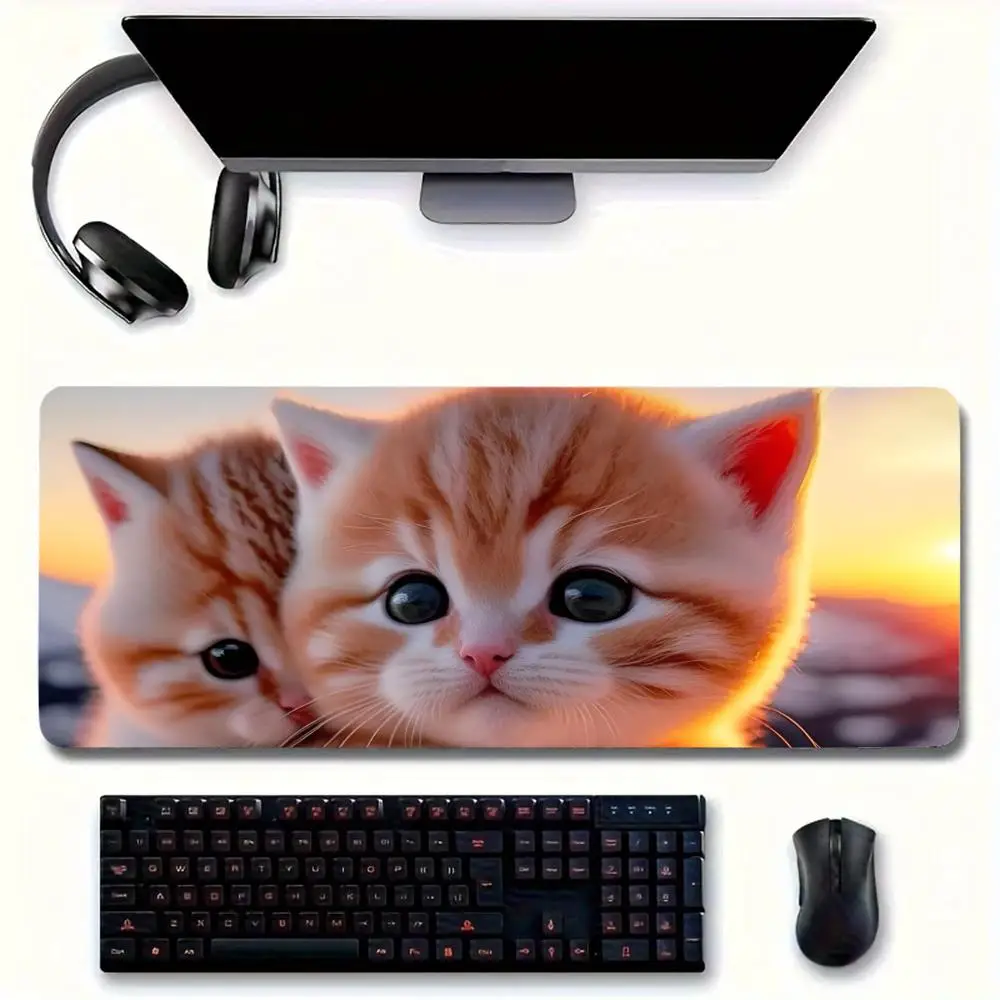 Simpatico tappetino per Mouse per gatti tappetino per mouse grande per home office tappetino da scrivania in pelle impermeabile per giocatori tappetino per mouse per Computer tappetino per tastiera scrivania
