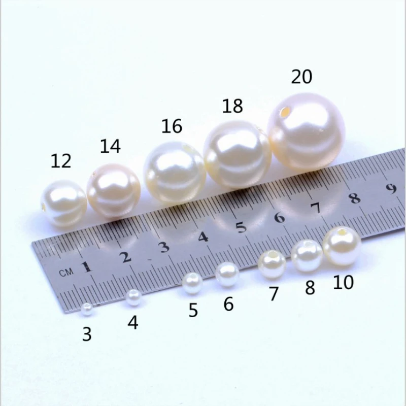 3mm-20mm White/Ivory  With Hole Imitation Round Pearl Beads DIY Jewelry Making Necklace Bracelet Earrings Accessories