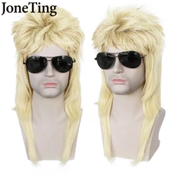 JT Synthetic Tina Turner Cosplay Wig 80S Style Rock Star Black Gray Color Female Hairpiece Jareth Labyrinth Wig Halloween Party