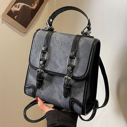 2024 New Fashion Trend Women Handbag Luxury Designer Soft Leather Girl Backpack Retro Large Capacity Student Bookpack Sac A Dos