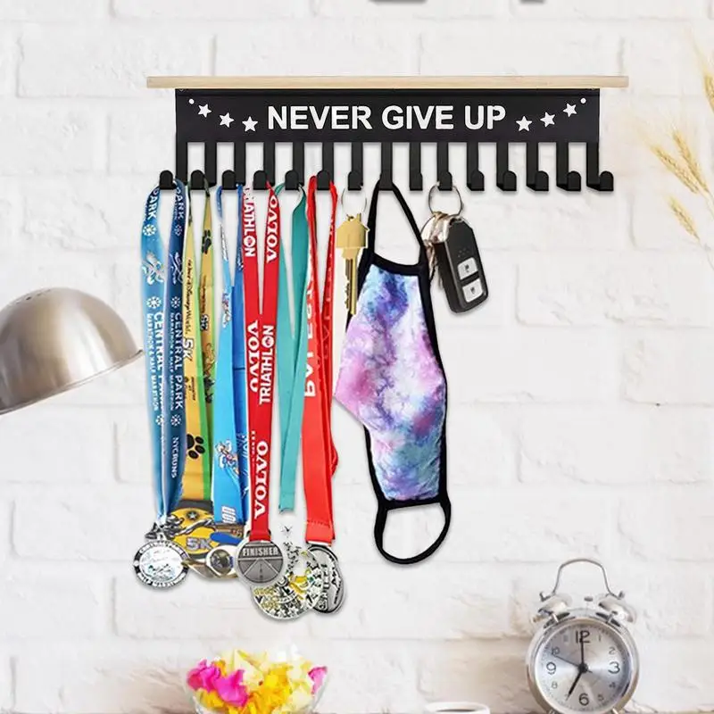 

Trophy And Medals Display Stand Metal Wall Mounted Award Display Hanger With Hooks Gymnastics Race Soccer Swim Award Holder