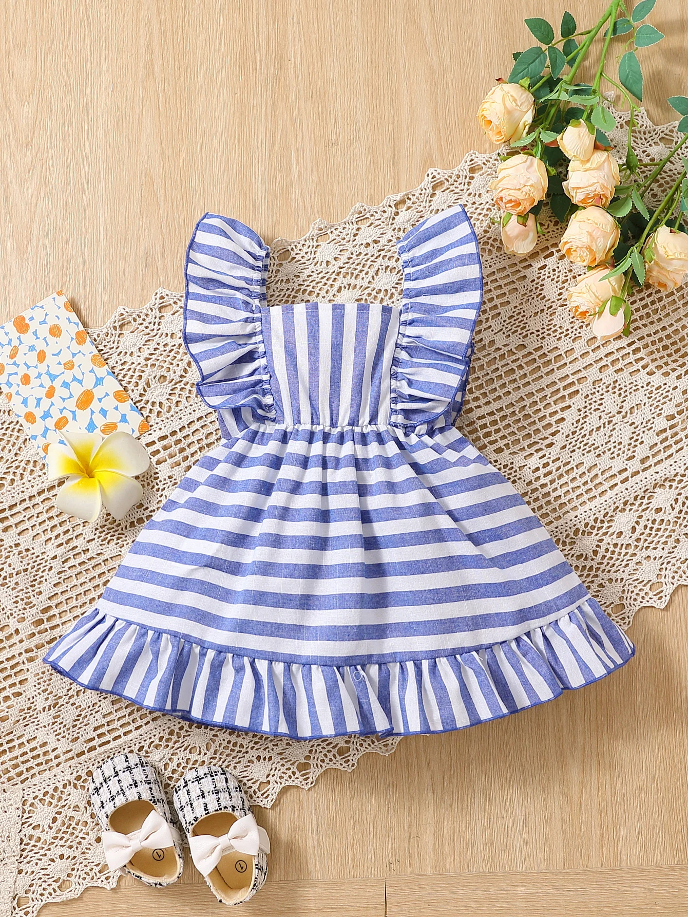 2024 New Single Piece Baby Kids Cute Checkered Bow Sleeveless Dress Casual Party Clothing