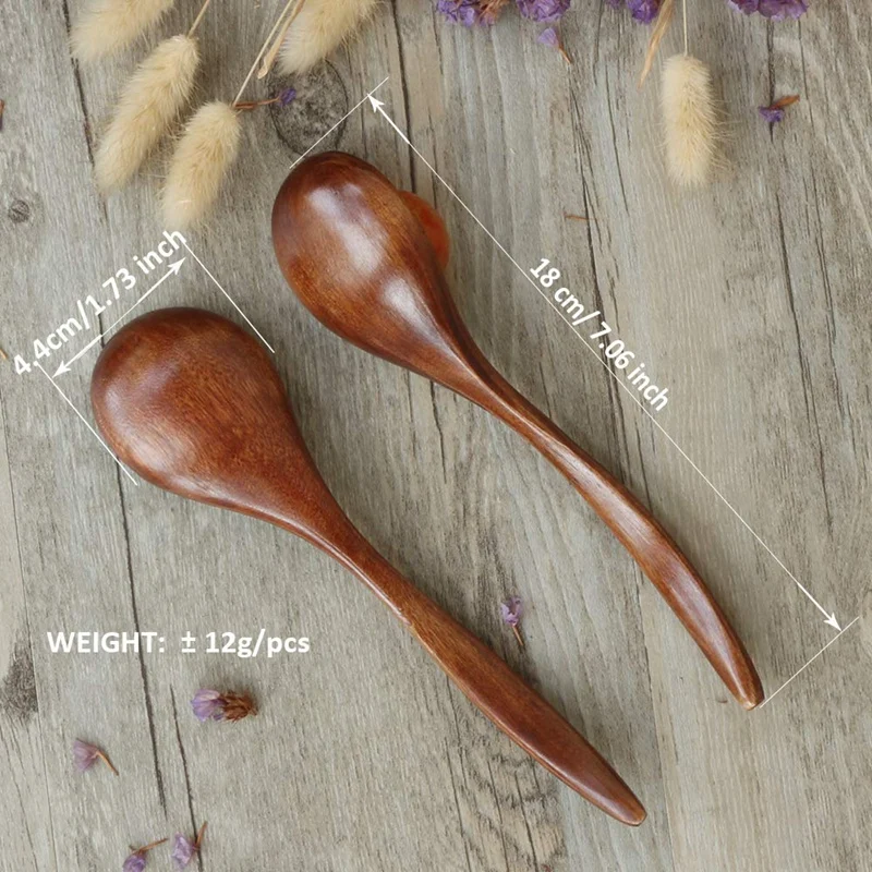 Wooden Spoons For Eating, 6 Pieces Natural Wood Eating Spoon, 7 Inch Eco-Friendly Handmade Teaspoon For Dinner, Salad Desserts,