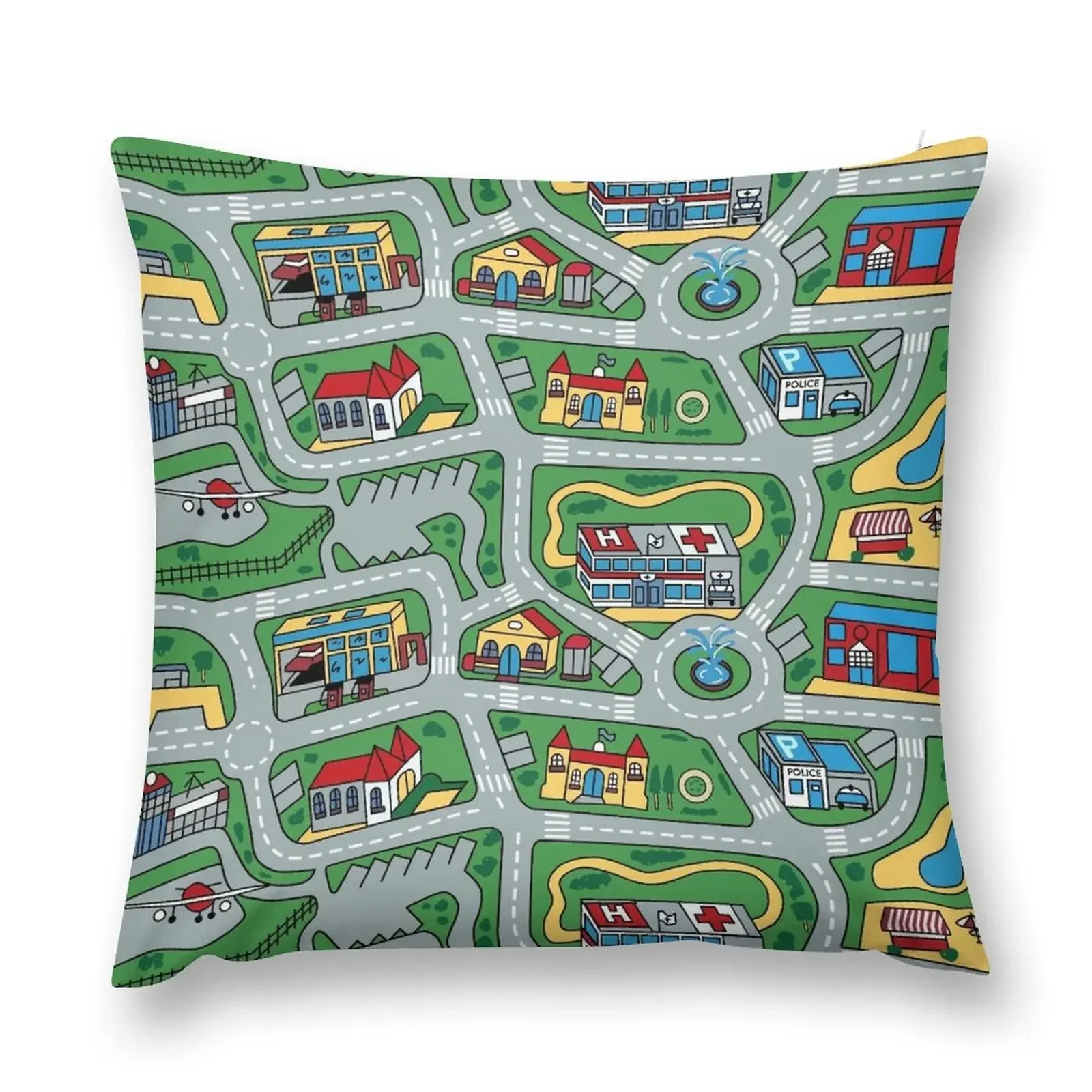 

Car City Carpet Road Rug 90s Nostalgic Toy Throw Pillow Decorative Cushions For Luxury Sofa Pillow Covers Decorative pillow