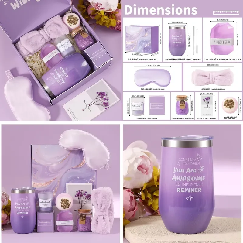 

【CHIMU HOME】 Scented Candle Bath Spa Gift Box Set for Creative Self Care Daily Use Premium Hand Picked Practical Favors Kit
