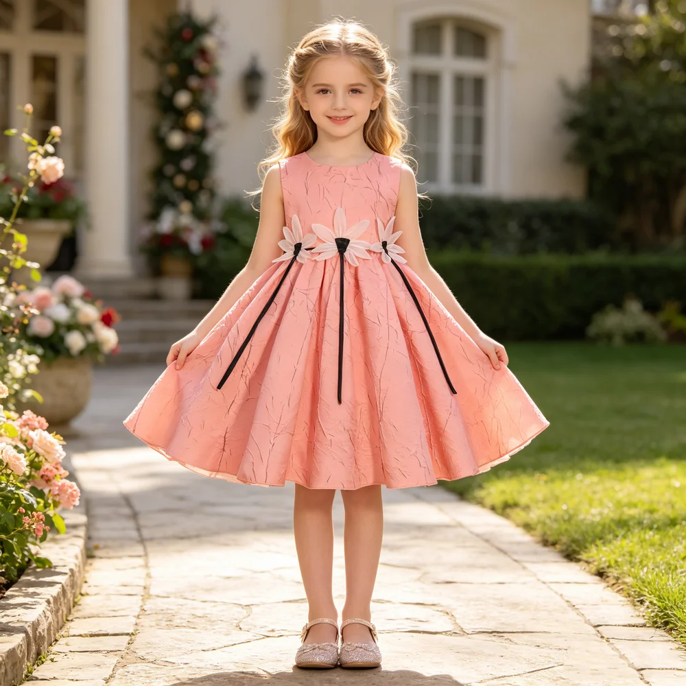 Grenzüberschreitender Außenhandel Kinder-Mode Neuheit Prinzessinnen-Ärmelloses Abendkleid Blumenmädchen-Laufstegkleid