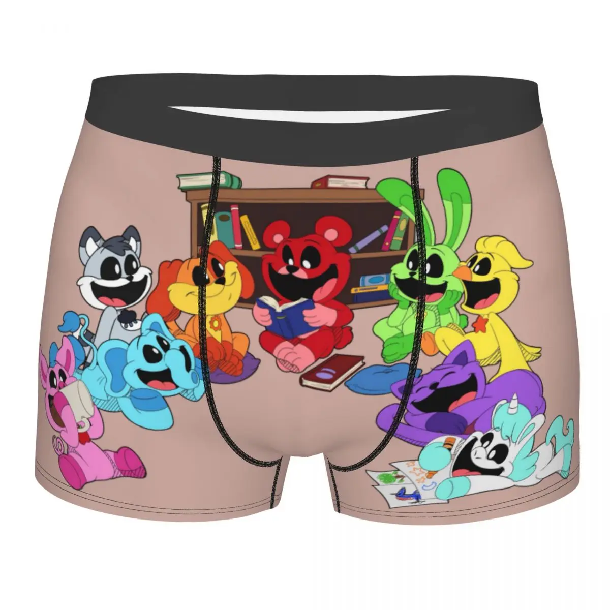 Custom Colorful Smiling Big Mouth Critters Group Boxers Shorts Men's Scarry Animated Game Briefs Underwear Funny Underpants