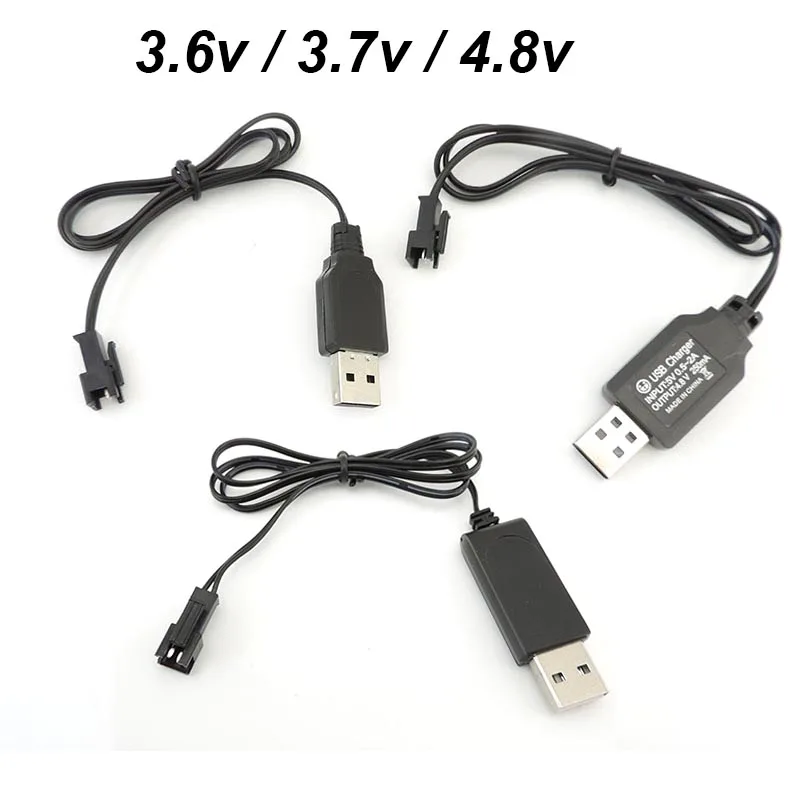 3.6V 3.7V 4.8V 250mA NiMh/NiCd Battery USB Charger Cable SM 2P Forward Plug Remote Control Car USB Charger Electric