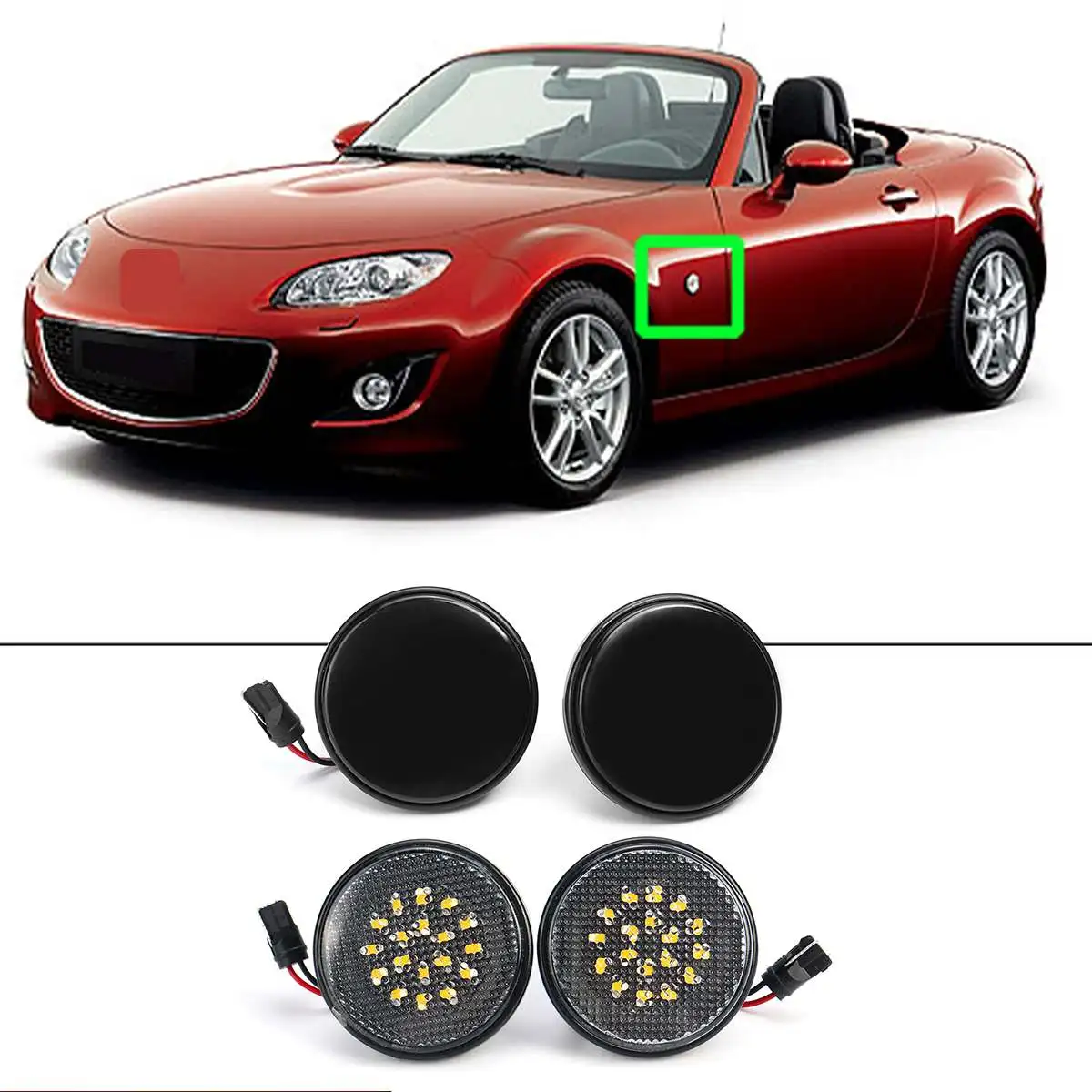 2pcs LED Side Marker Light For Mazda MX-5 Mk1 Mk2 Mk3 89 2015 Side Repeater Turn Signal Light Lamp Indicator