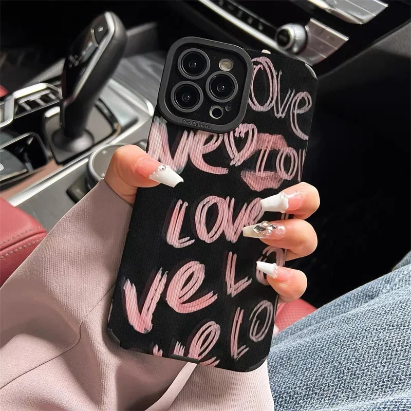 

Creative Lip Letters Love Phone Case For iPhone 15 Pro Max 11 12 13 14 Pro Max X XR XS Max 7 8 Plus Shockproof Back Cover