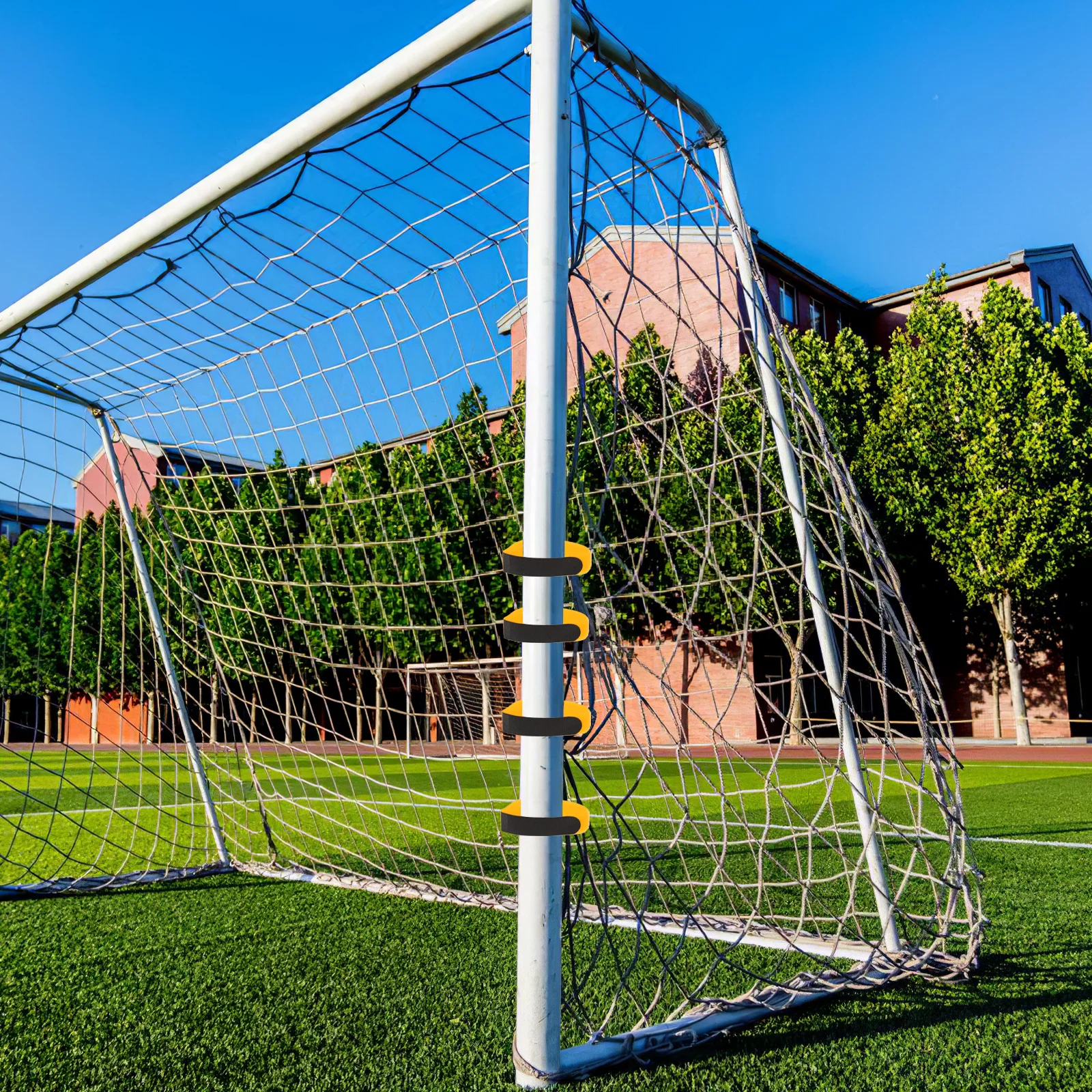 6 個サッカーネット固定バンドフックループ自己粘着テープケーブル整理固定テープサッカーゴールネット多用途ストリップ