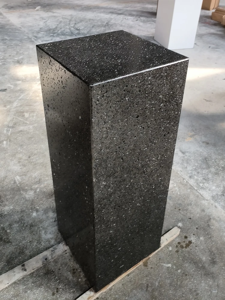 

Matte natural black hole stone marble ornament base Hotel villa decoration Pillar ornament base Sculpture table