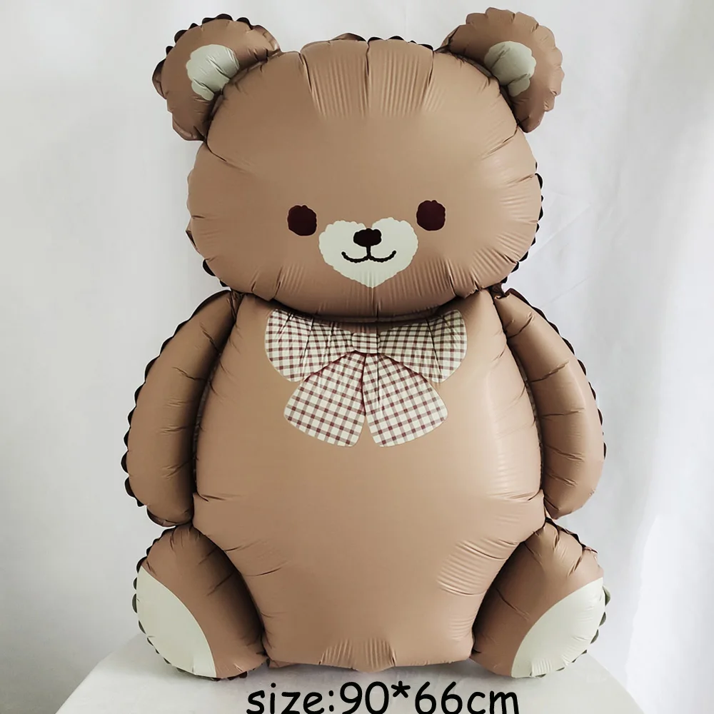 7pcs Brown Teddy Bear Retro Cream Baby Pink Love Foil Balloon Set Birthday Party Welcome Baby Shower Party Decoration Kids Toys