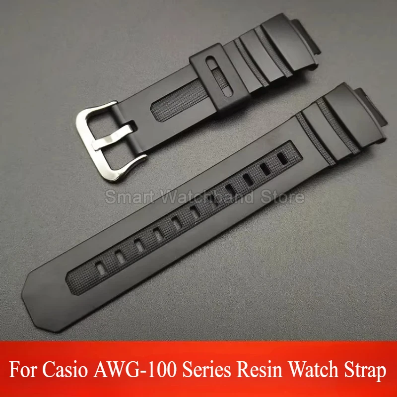 Твердая игольная пряжка из нержавеющей стали, белый, красный, синий, полимерный ремешок для часов, прочный, водонепроницаемый для Casio AWG-100/M100 AW-590/591 G-100