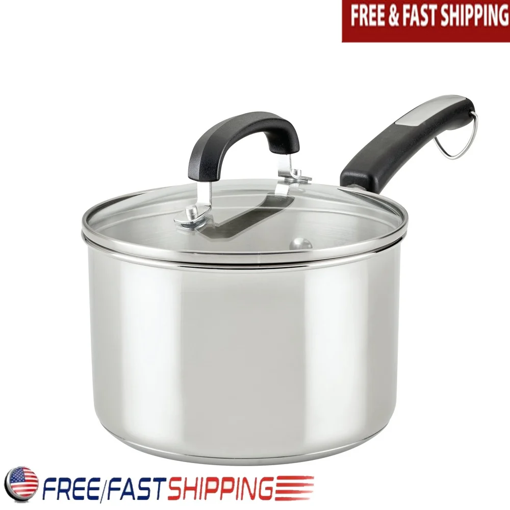 

Durable 3 Quart Stainless Steel Saucepan with Lid Dishwasher Safe Oven Safe Induction Compatible Stay Cool Handle Tempered Glass