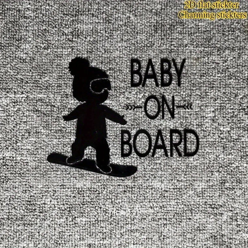 Cute Skiing Boy Baby on Board Reflective Car Sticker Waterproof Vinyl Decal for Golf Corolla Window Trunk Bumper - view 5