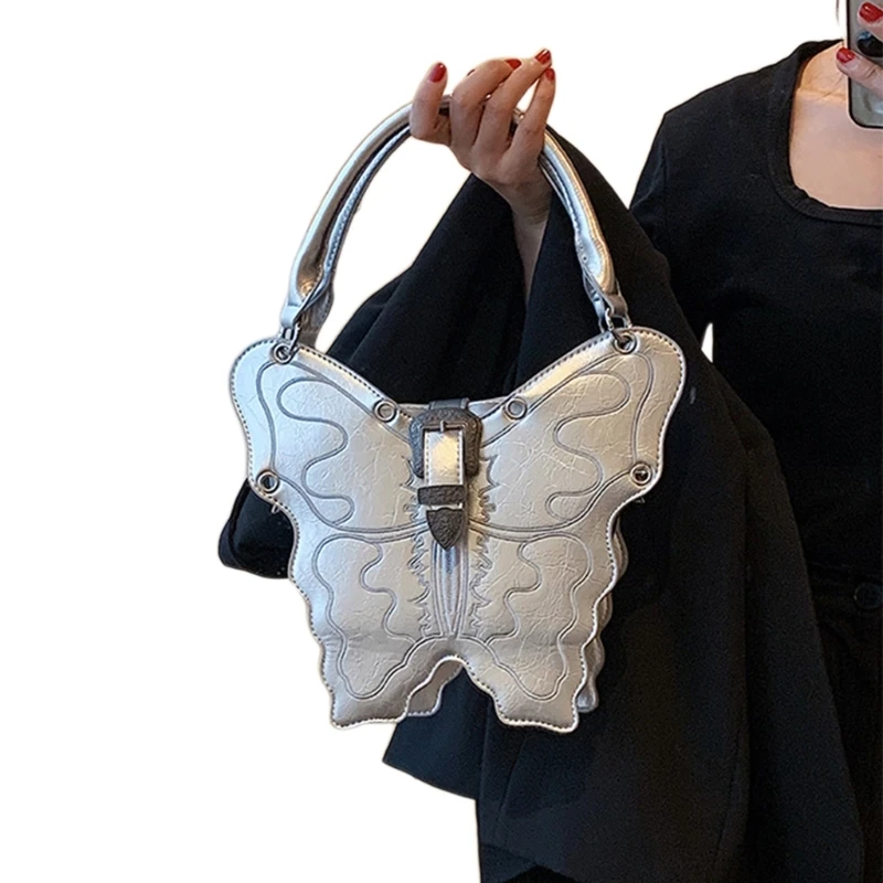 E74B Fashion Shoulder Bag Simple PU Leathers Commute Tote Bag Women Butterfly Shape Handbag Elegant Crossbody Bags Purse