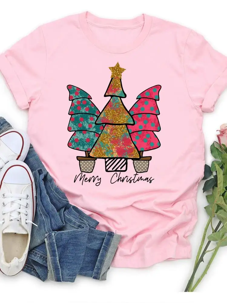 

Tree Lovely Trend 90s Cute Christmas Clothes Fashion Tee T Shirt Clothing Women Top New Year Female Printed Graphic T-shirts
