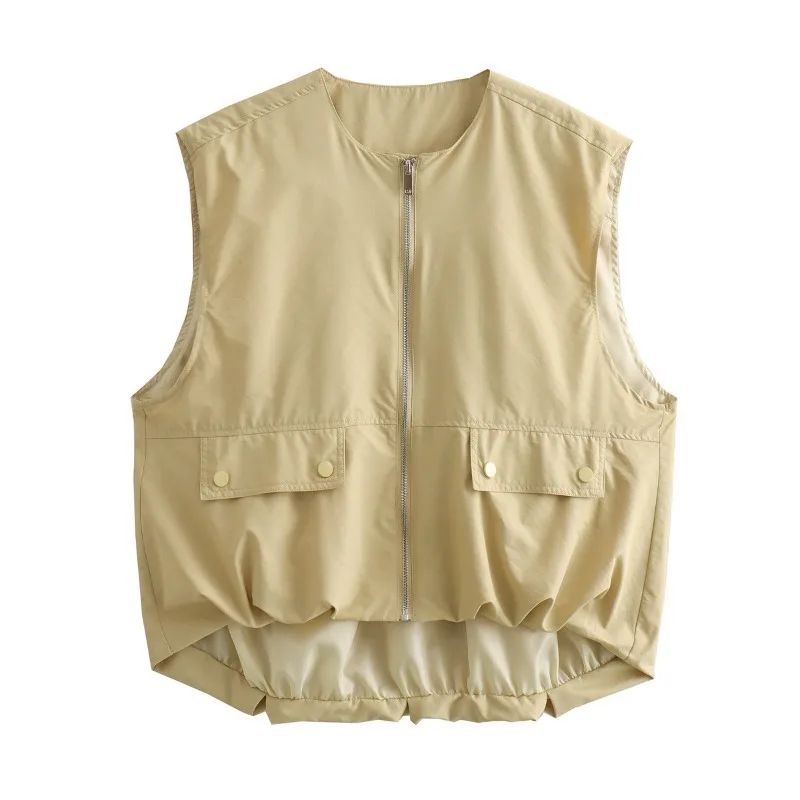 Vest Top Cool Comfortable women vest vest white Women's Spring Summer New Arrivals Fashionable Loose Fit Pleated Hem Tank Top