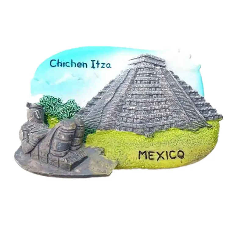 3D Chichen Itza 냉장고 자석 여행 관광 기념품 수제 냉장고 마그네틱 스티커 홈 데코 선물 멕시코, 핫, 1Pc