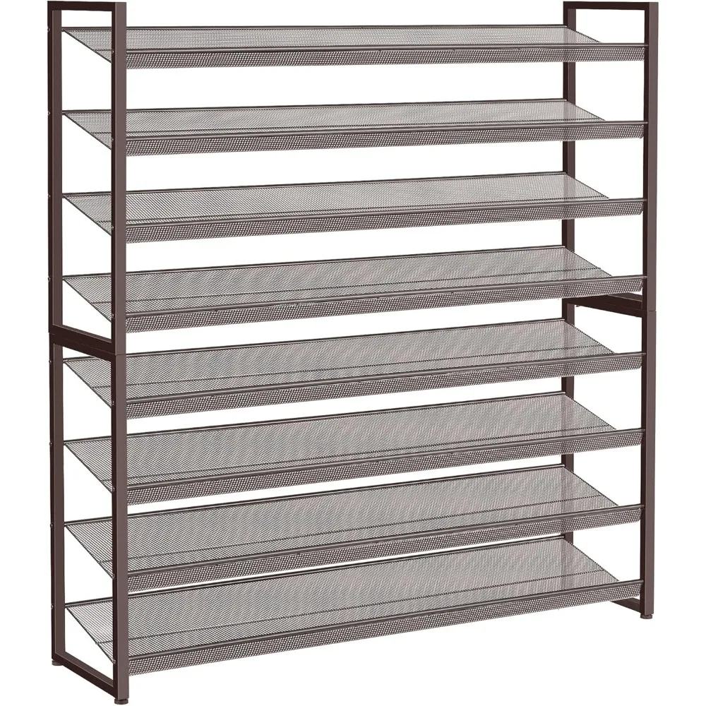 

Shoe Rack, Long Shoe Organizer,Max Holds 50 Pairs,8 Tier Metal Shoe Storage Shelf,4-Tier Stackable Shoes Organizer for Garage