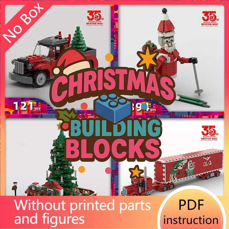 

Vacation House & Xmas Train Puzzle with Santa – 2025 Christmas Block Build for Adult Christmas Village Sets