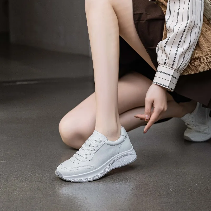 

Leather Forrest Gump Shoes Women's Spring and Summer New Thick-soled Versatile Casual Soft-soled Sports Little White Sneakers