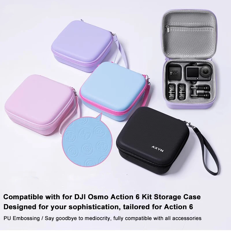 

Waterproof Carrying Case for DJI Osmo Action 6 PU+Lycra Mini Protective Bag Organizer Storage Accessories