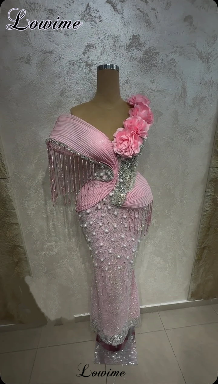 Newest Pink Celebrity Dresses Mermaid Special Off Shoulder Prom Dresses Wedding Party Dresses 2026 Vestidos De Gala Customized