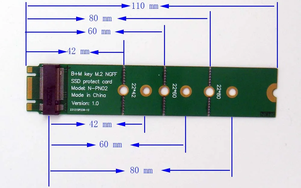 M. 2 SSD Key B interface test protection card B+M key NGFF male to female slot extension board adapter