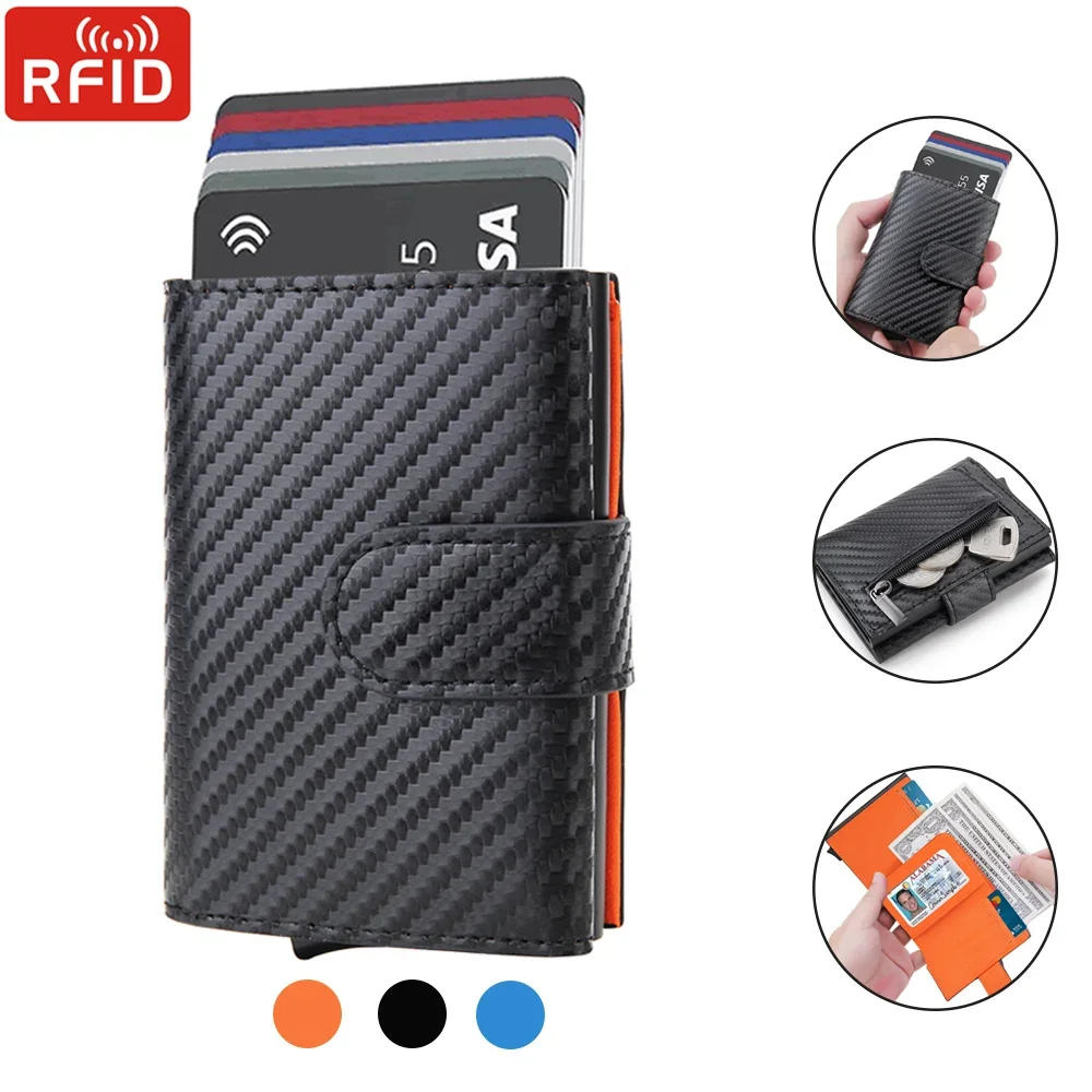 Rfid Credit Card Holder Wallets Men Black Magic Trifold Leather Slim Mini Wallet Small Money Bag Male Purses Carteira Masculina