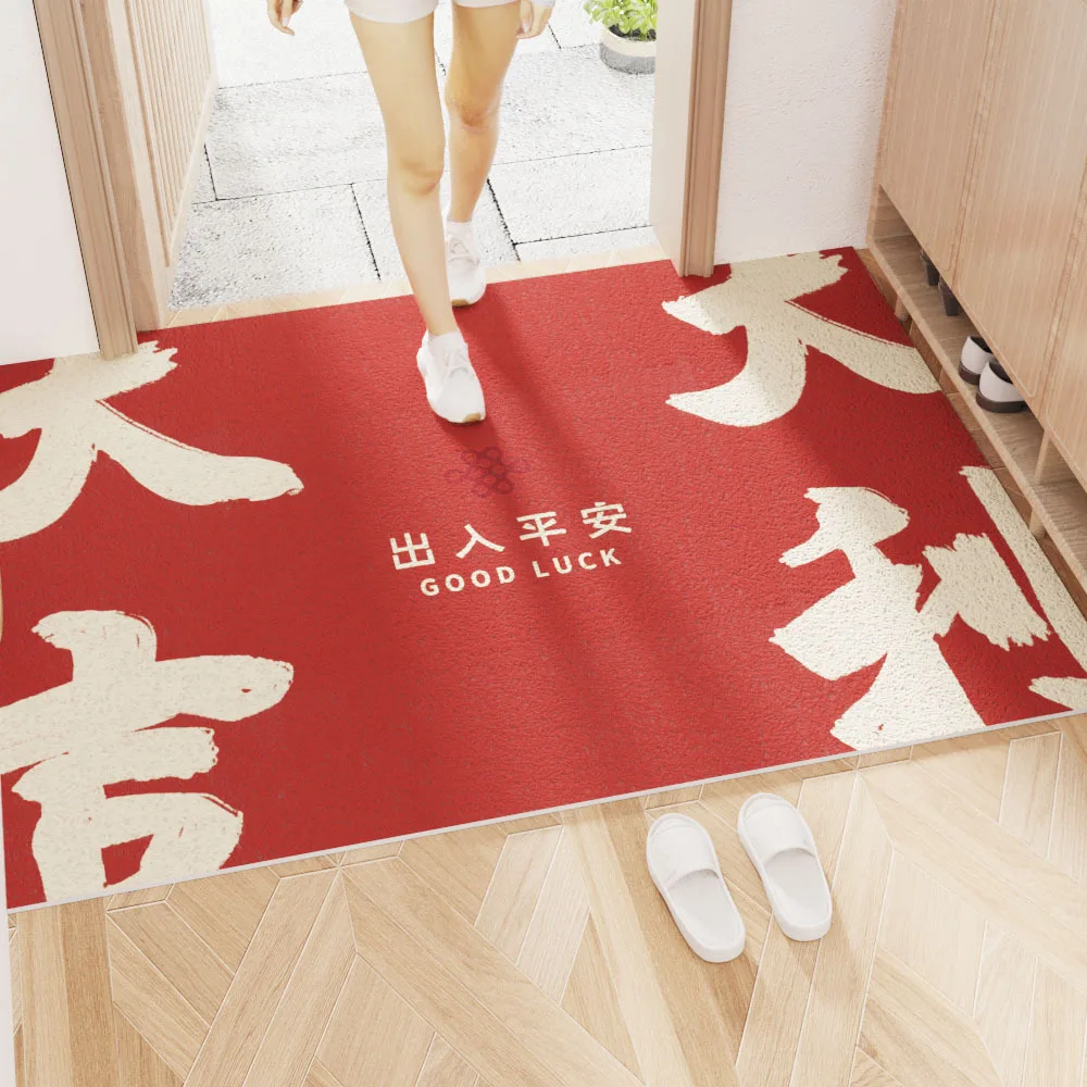 Wear Resistant Dust Removal Red Household Balcony Door Non Slip Pvc Carpet