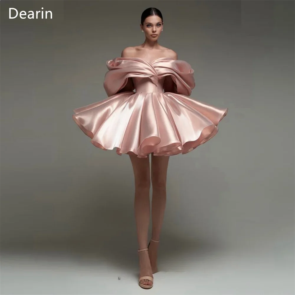 

Customized Prom Gown Dearin Off-the-shoulder Ball Mini Length Skirts Layered Draped Ruffle Bespoke Occasion Dresses Saudi Arabi