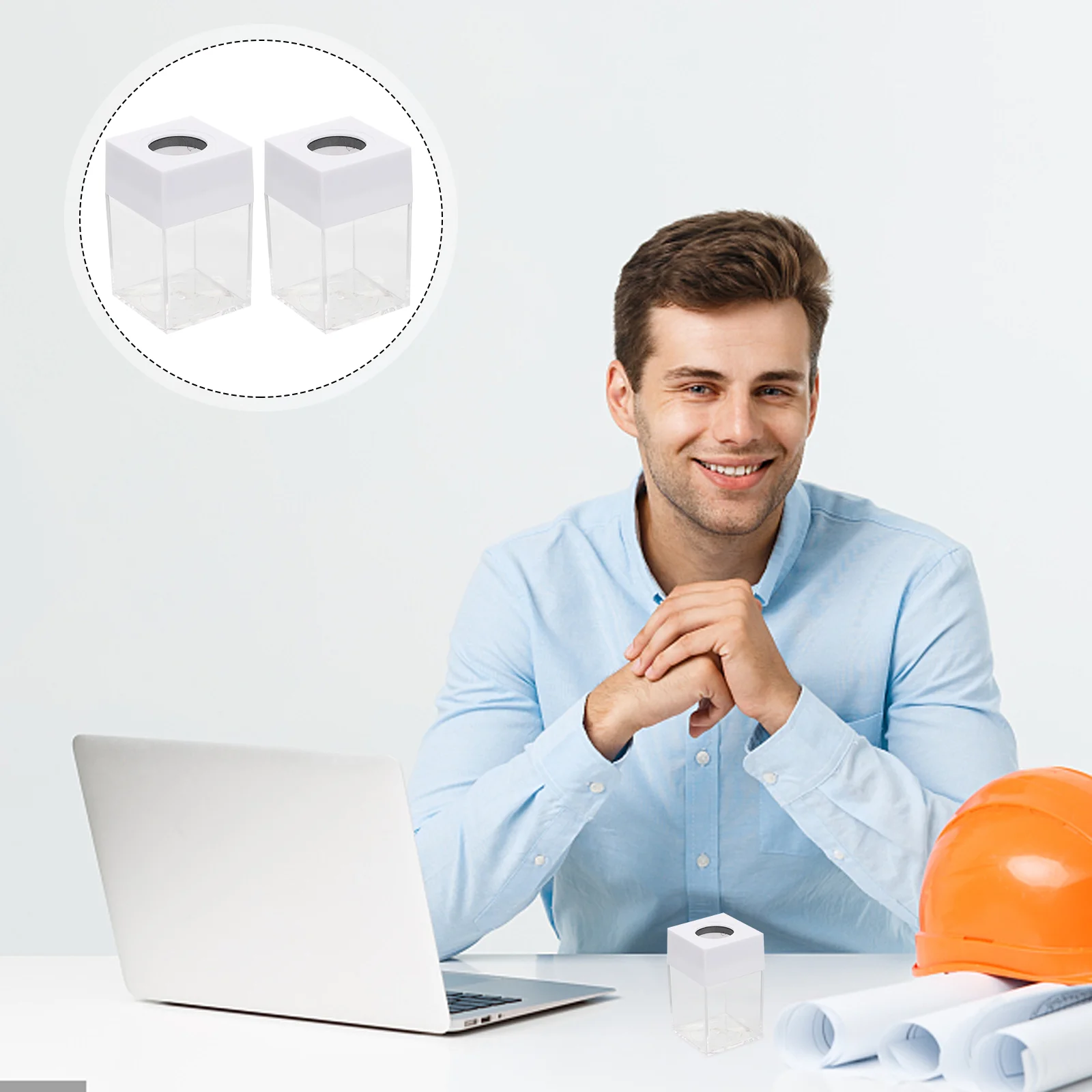 2 Pcs Paper Clip Storage Bucket Square Container Holders Paperclip Dispensers Desk Boxes Plastic Organizers