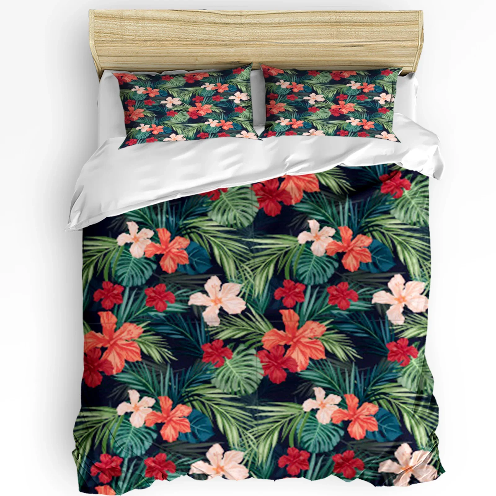 

3pcs Bedding Set Hawaiian Flower Plant Jungle Palm Tropical Duvet Cover Pillow Case Boy Kid Teen Girl Bedding Covers Set