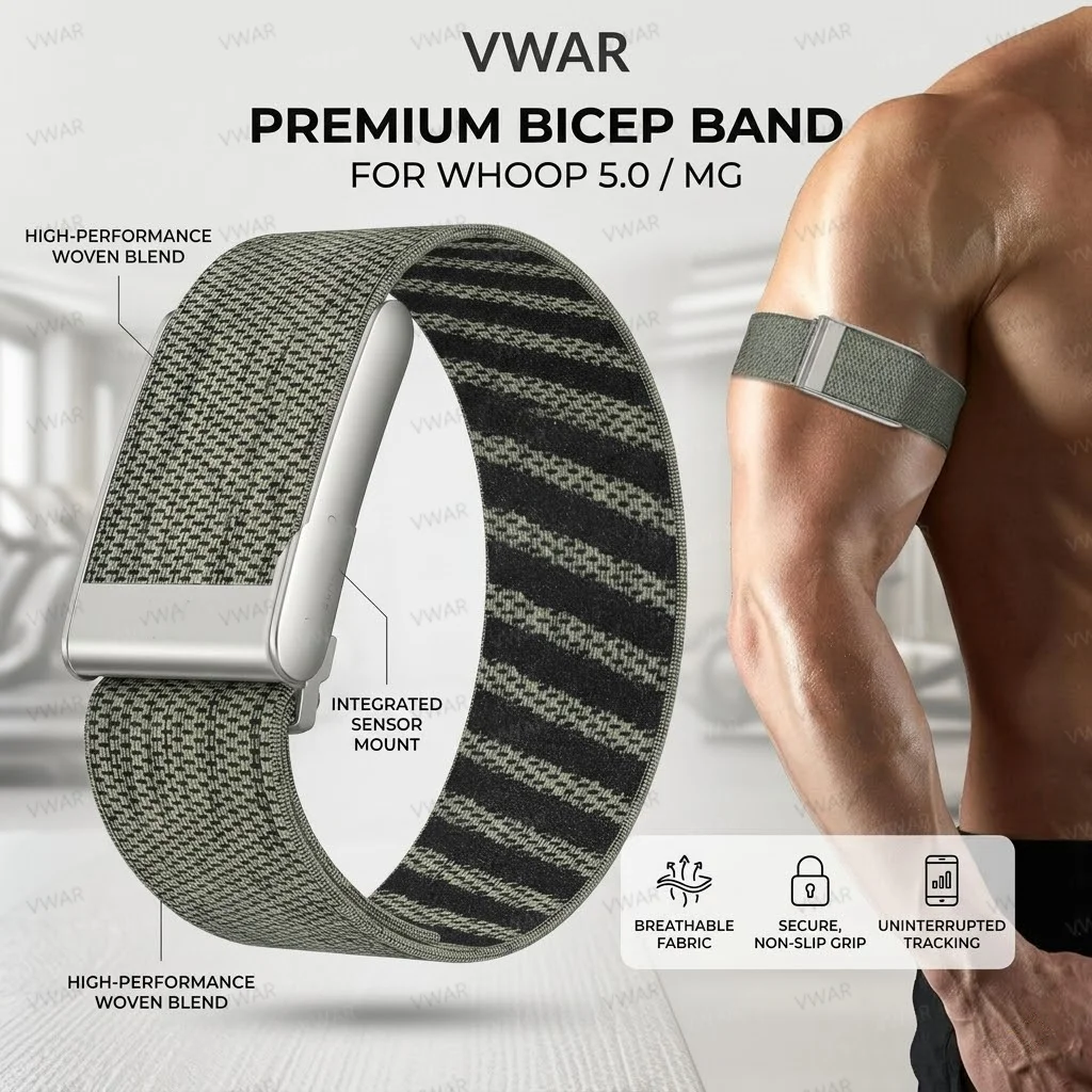VWAR CoreKnit Bizepsband für Whoop 5.0 One+Peak Life Atmungsaktives Sport-Nylonband für Bizepsbänder für Whoop 5.0 MG EKG-Version