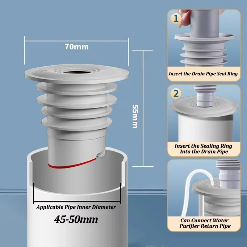 Silicone Bathroom Sewer Seal Ring Kitchen Sink Sewer Pipe Plug Washing Machine Anti-odor Leakage Floor Drain Connector Stopper image 5