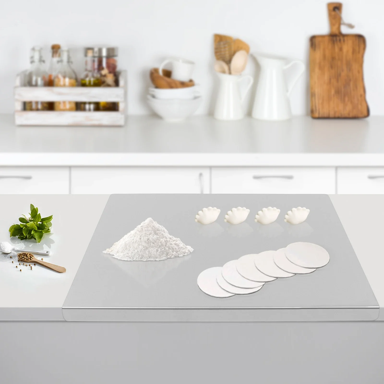 

L-shaped Stainless Steel Chopping Cutting Board, Non Slip Board for Chopping Meat, Vegetables, Fruits, Knead Dough, 24X 20"