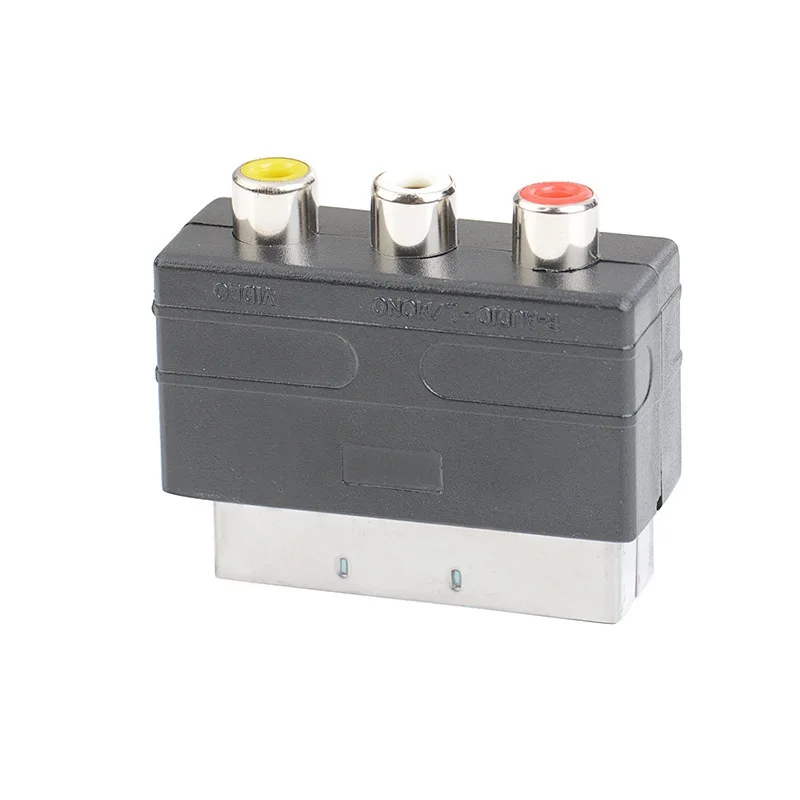 21Pin SCART to 3RCA Female Adapter AV Audio Video RGB Component Converter Scart Broom Plug