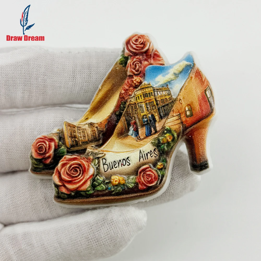 1PC ArgentineRose High Heels City Creative3D Stereoscopic Refrigerator Poster Travel Souvenir Home Decoration Gift Fine Art Gift