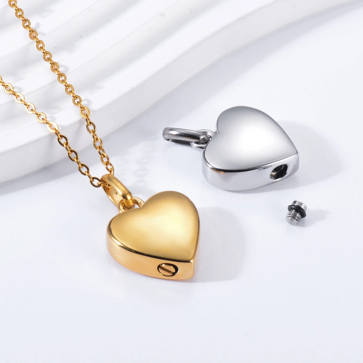 Custom Cremation Jewelry Memorial Urn Necklace For Ashes Holder Stainless Steel Blank Love Heart Pendant Engravable Keepsake